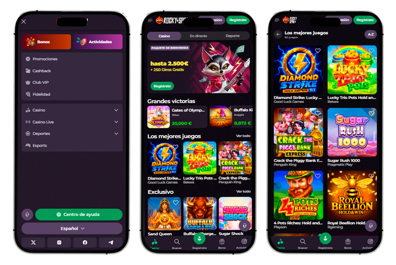 RockySpin Casino en el móvil